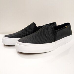 Keds Women's Double Decker Emboss Leather Sneaker Black 8.5 M US Slip-On NWOT